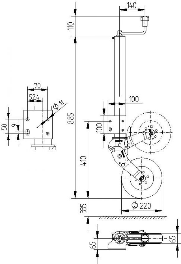 Stützrad ATK60 (verlängerter Hub 4-Loch Ko.) - 6D5318.002 - Stützräder